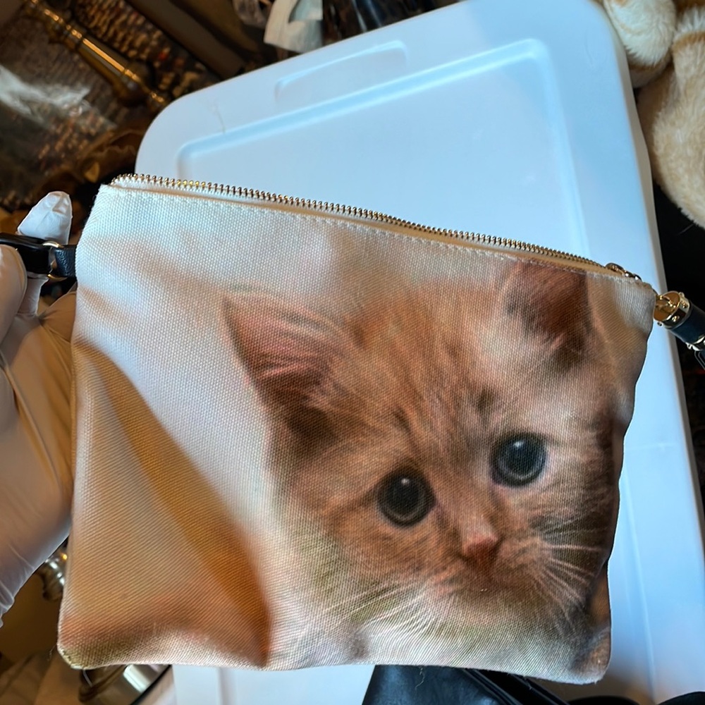 Cat print clutch/wristlet